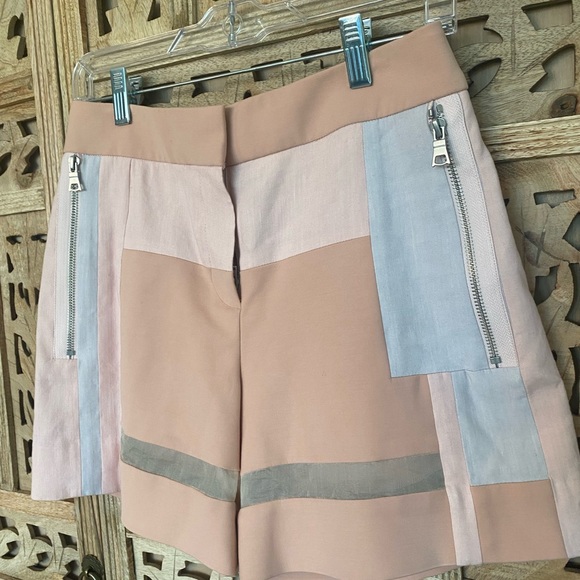 Color block Rebecca Taylor Shorts.  Exposed silver zipper detail - Picture 2 of 9
